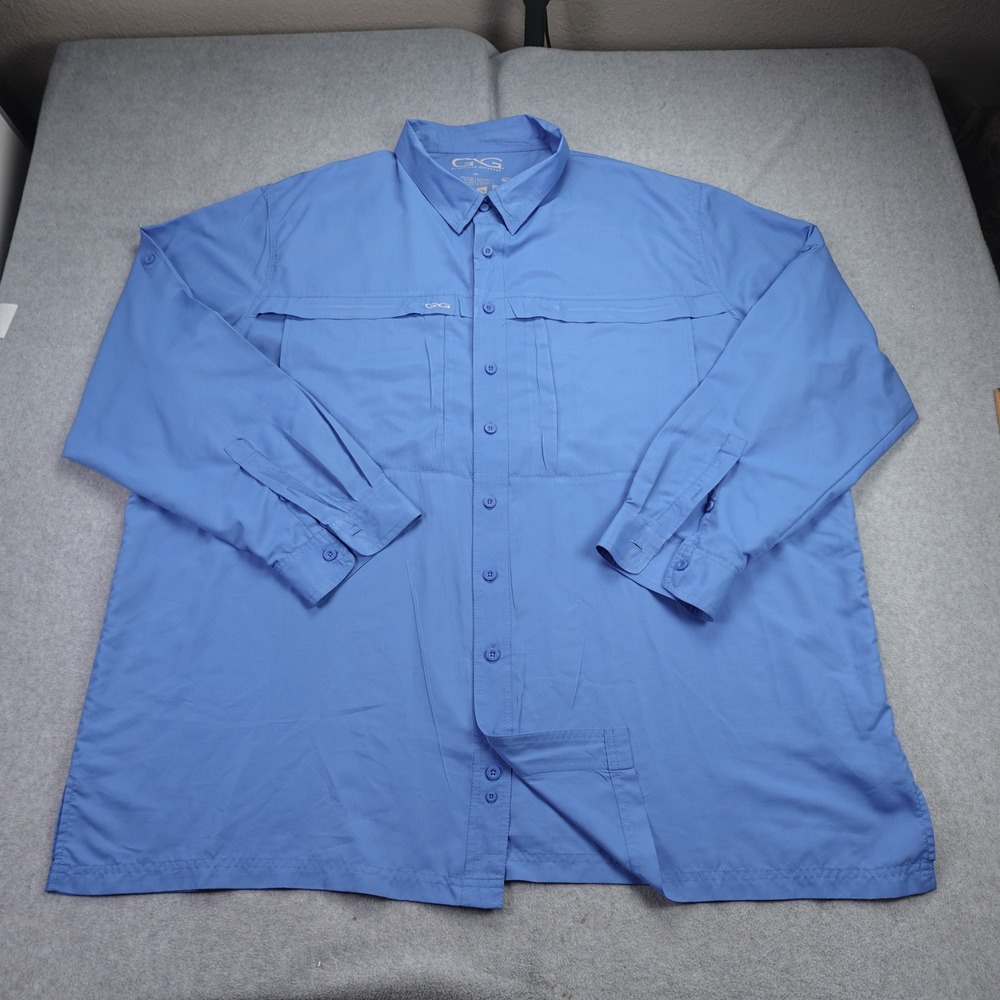 GameGuard Outdoors Shirt Mens 4XL Blue Long Sleeve Performance Fishing‎ UPF 30+